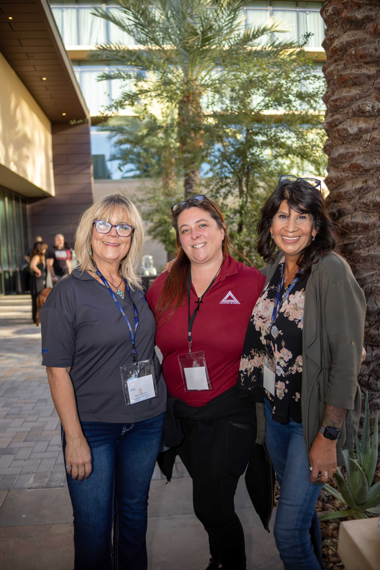 Industry attendees connecting outside the venue
